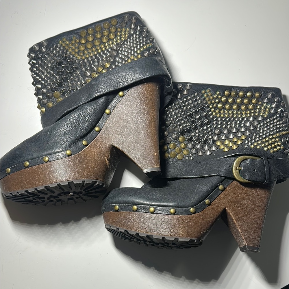 Sam Edelman Studded Black and Brown Ankle Boots